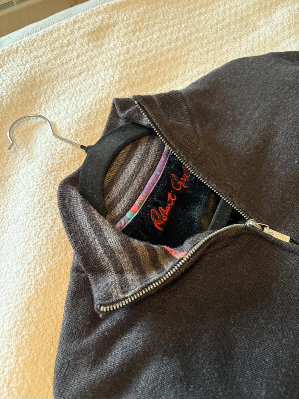 Robert Graham Men’s Black 100% Wool Zip Jacket Size M